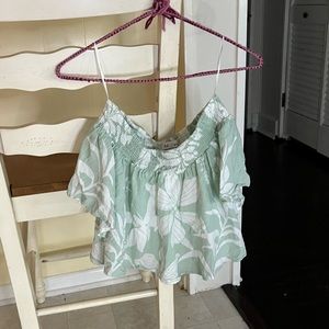 Floral Mint Off Shoulder Crop Top